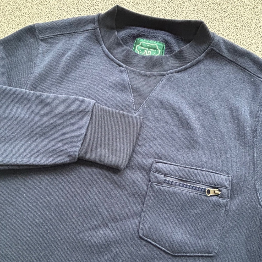 Arthur Beale Sweatshirt AB Brooklyn Mens M Navy Blue Crewneck Pullover‎  pocket
